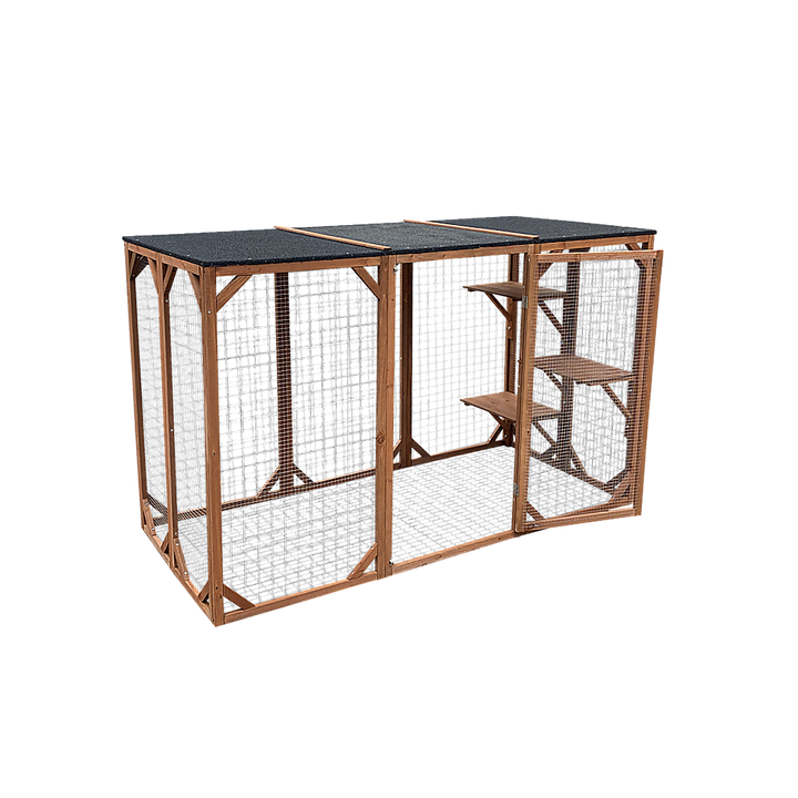 180cm Large Cat Enclosure Wooden Outdoor Cage with 3 Platforms