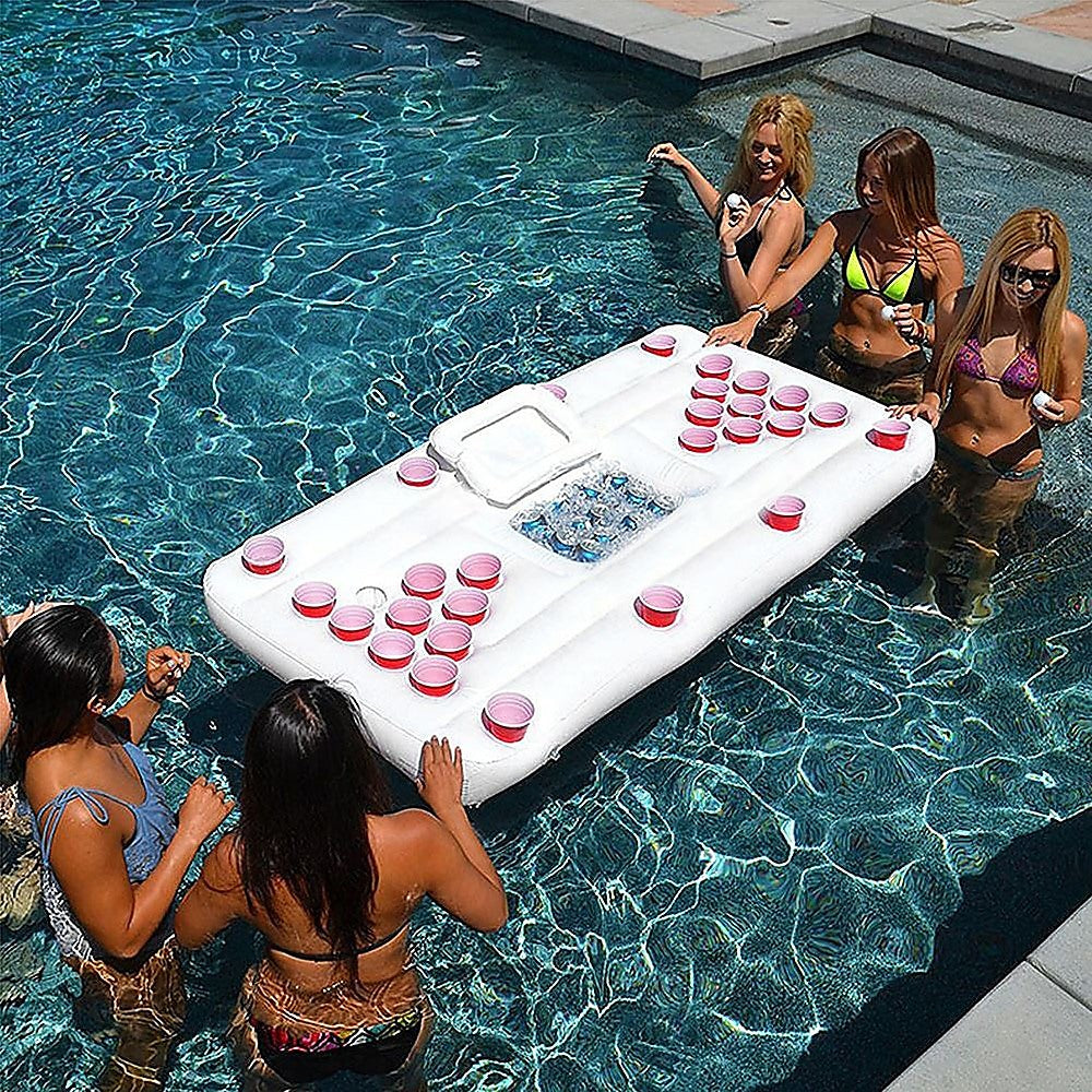 Big PVC Inflatable Beer Pong Raft Floating Pool Party Pong Game Table Lounge Toy