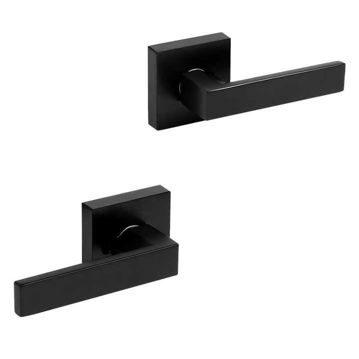 Door Handle Set Lever Passage Function Square Black