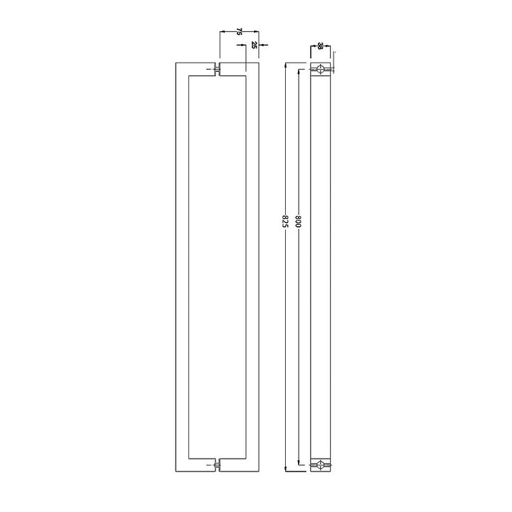 Entrance Door Pull Handle Matte Black 800mm