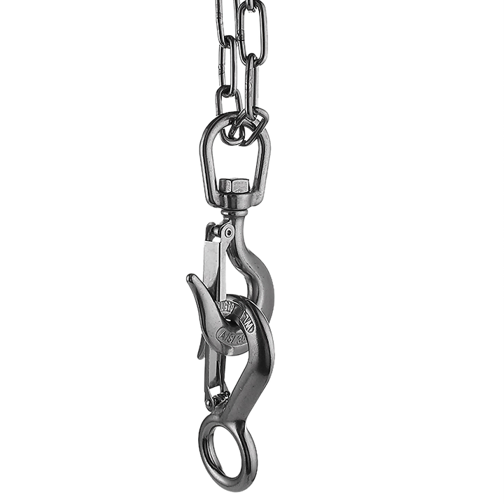 304 Stainless Steel Swivel Lift Clevis Chain Crane Hook with Safety Lock 650kg