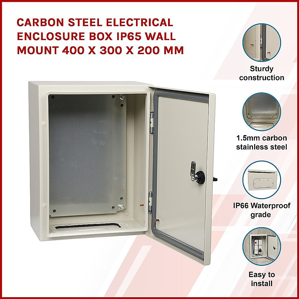 Carbon Steel Electrical Enclosure Box IP65 Wall Mount 400 x 300 x 200 mm