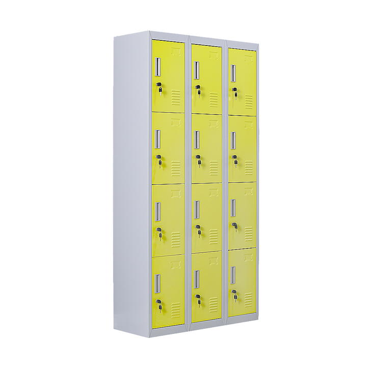 12-Door Locker for Office Gym Shed School Home Storage - Standard Lock with 2 Keys