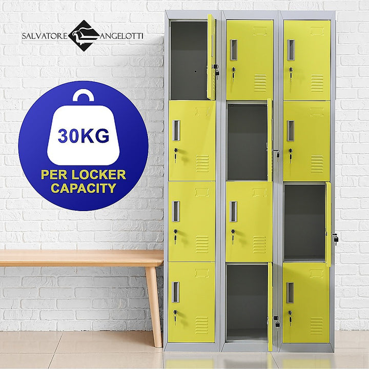 12-Door Locker for Office Gym Shed School Home Storage - Standard Lock with 2 Keys