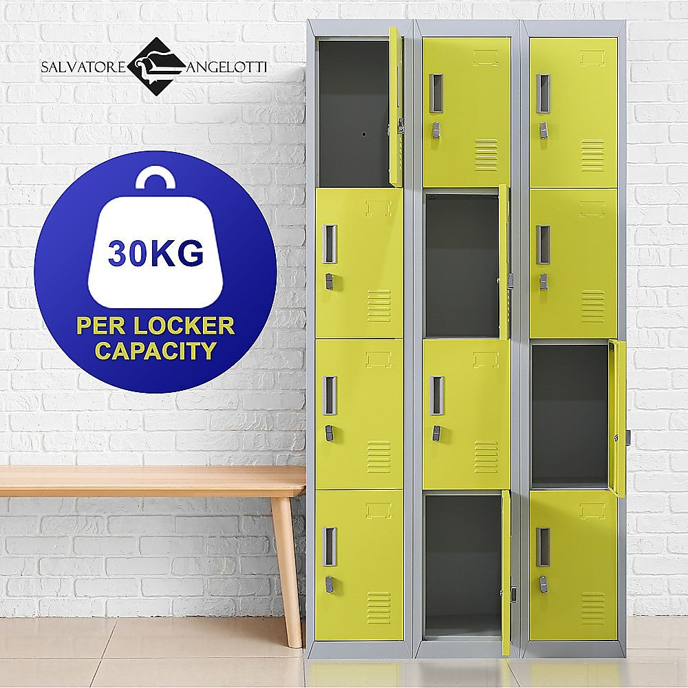 12-Door Locker for Office Gym Shed School Home Storage - Padlock-operated