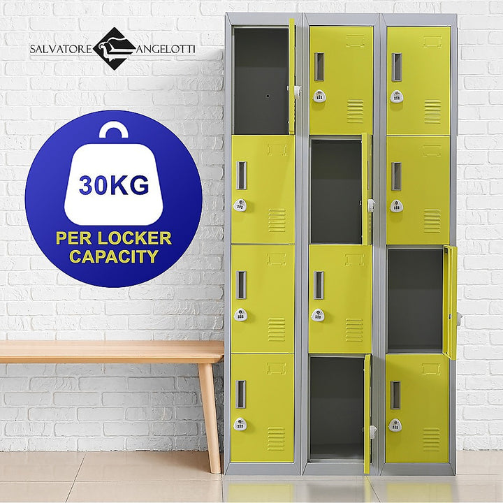 12-Door Locker for Office Gym Shed School Home Storage - 3-Digit Combination Lock