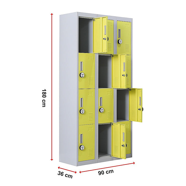 12-Door Locker for Office Gym Shed School Home Storage - 4-Digit Combination Lock