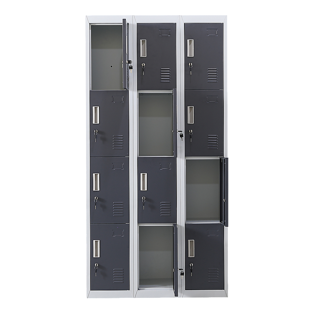 12-Door Locker for Office Gym Shed School Home Storage - Standard Lock with Keys