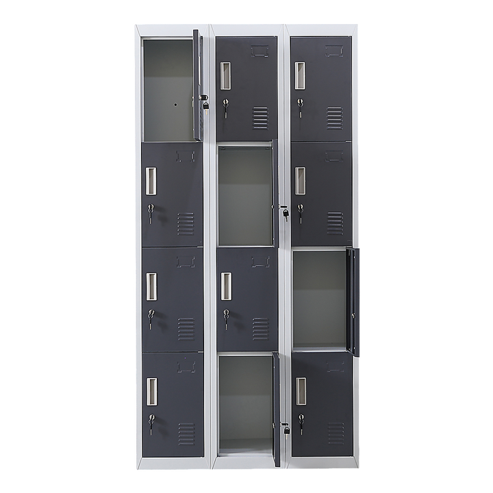 12-Door Locker for Office Gym Shed School Home Storage - Standard Lock with Keys