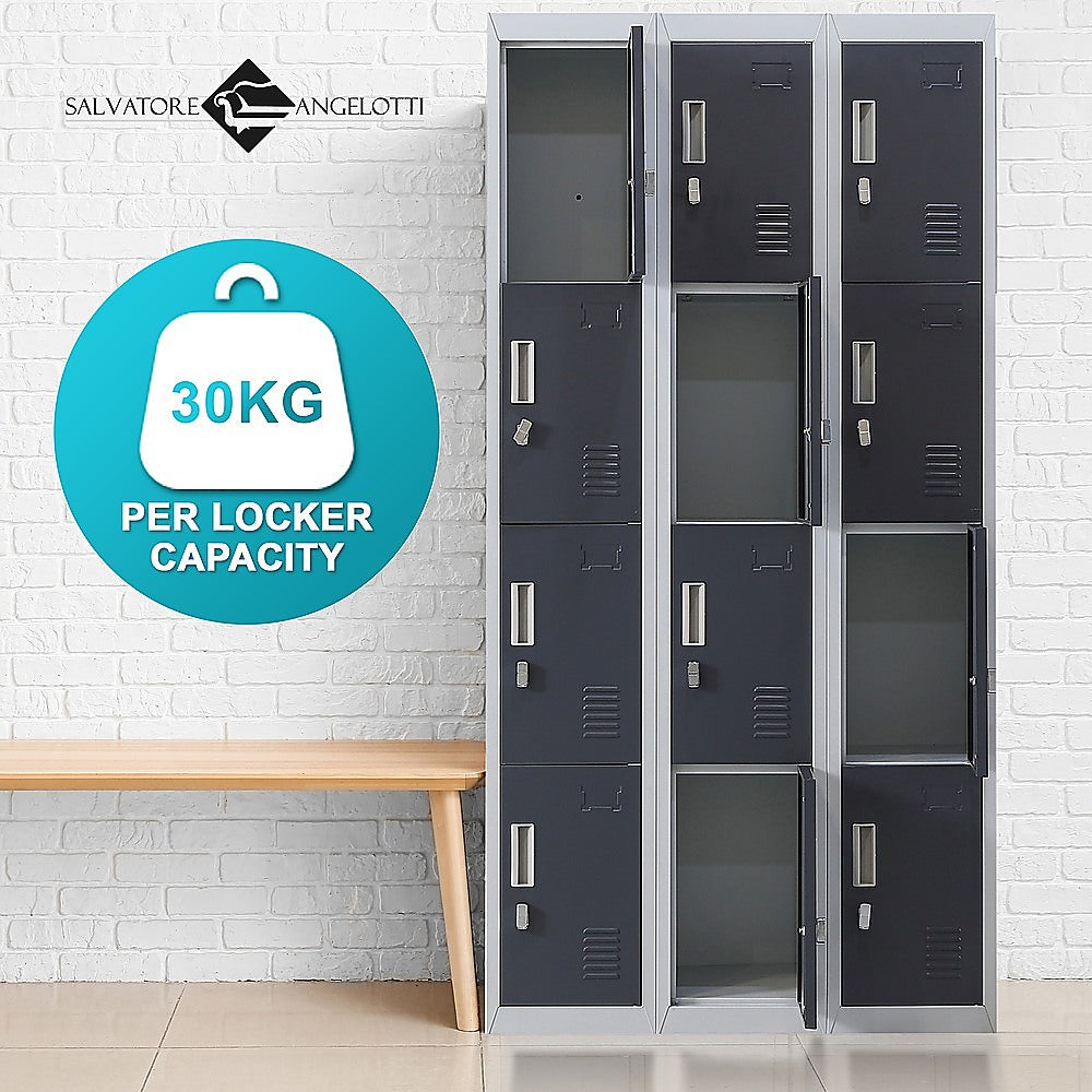 12-Door Locker for Office Gym Shed School Home Storage - Padlock-operated