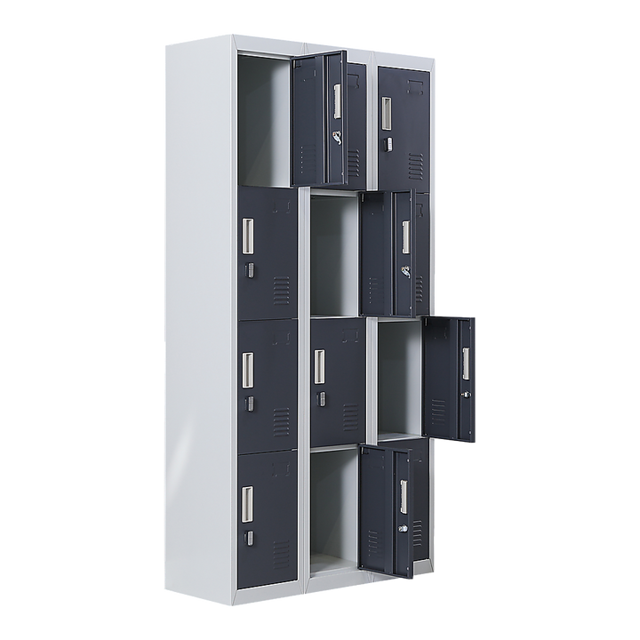 12-Door Locker for Office Gym Shed School Home Storage - Padlock-operated