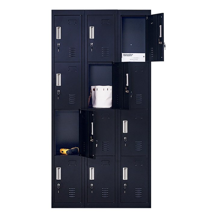 12-Door Locker for Office Gym Shed School Home Storage - Standard Lock with Keys