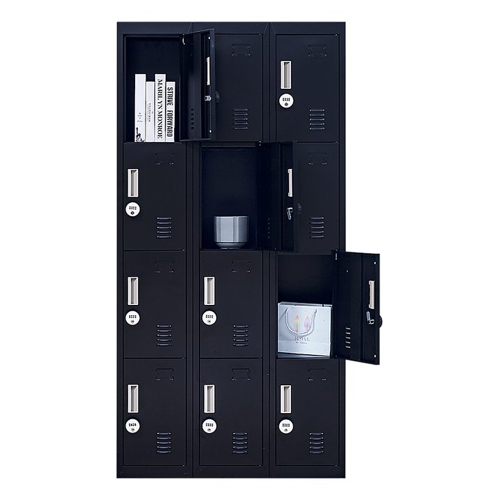 12-Door Locker for Office Gym Shed School Home Storage - 4-Digit Combination Lock