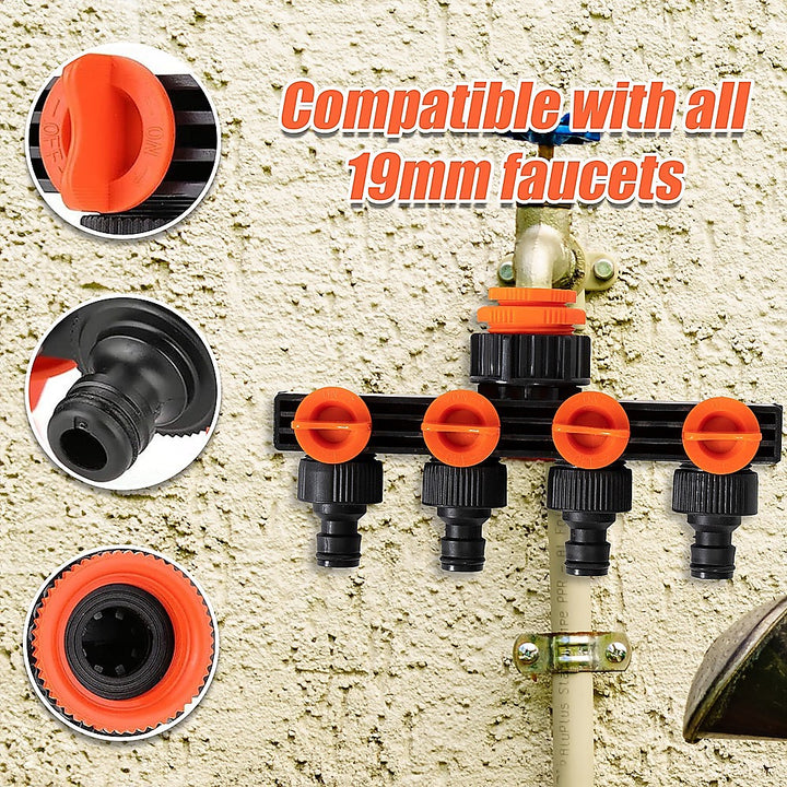 4 Way Hose Connector Tap Irrigation Garden Kit