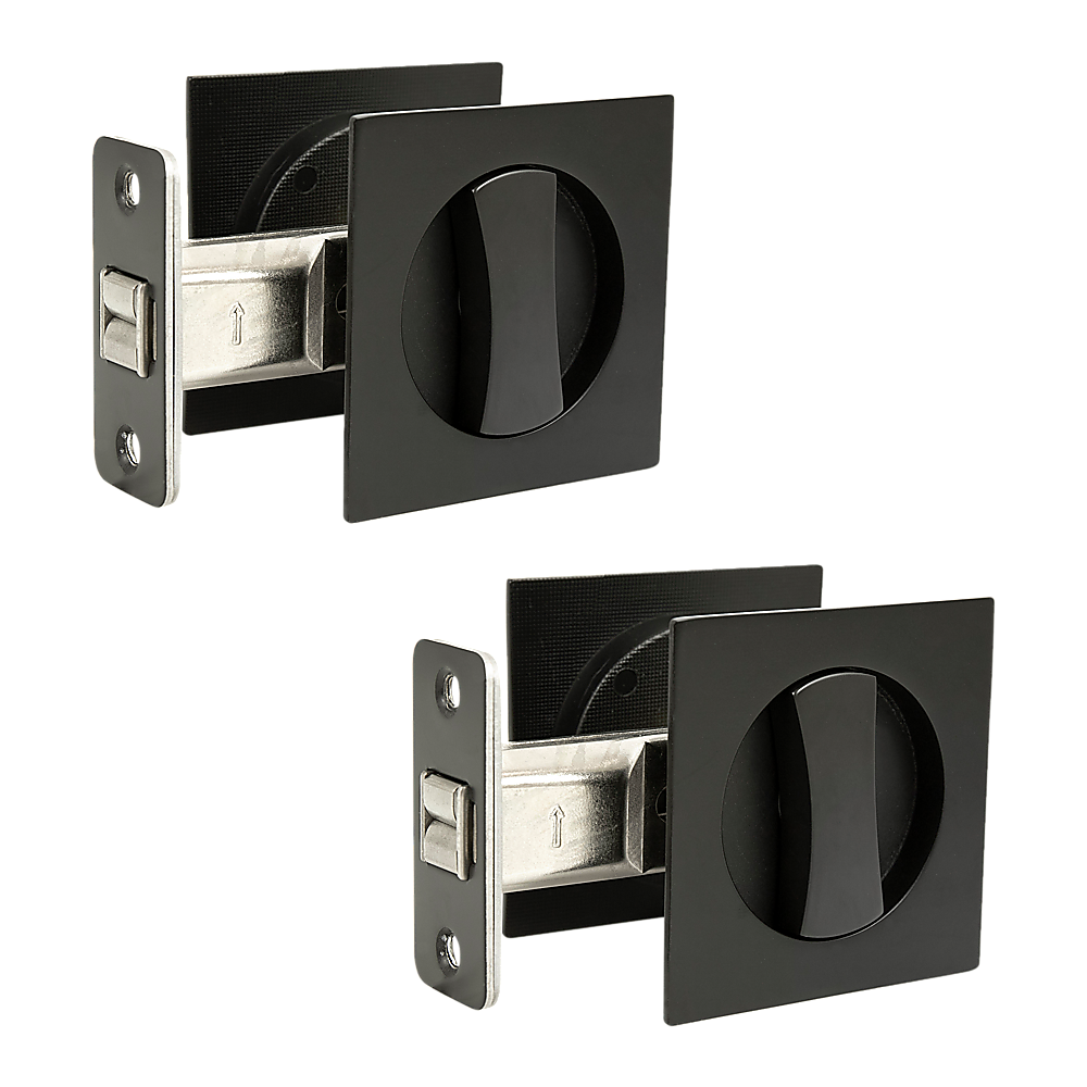 2x Contemporary Entry Square Pocket Door Hardware with Key