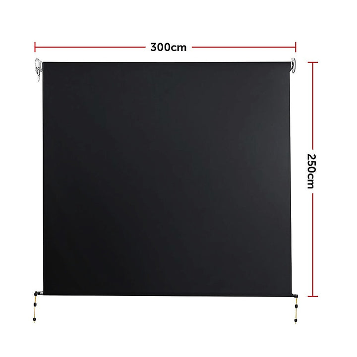 Retractable Straight Drop Roll Down Awning Garden Patio Screen 3.0X2.5M