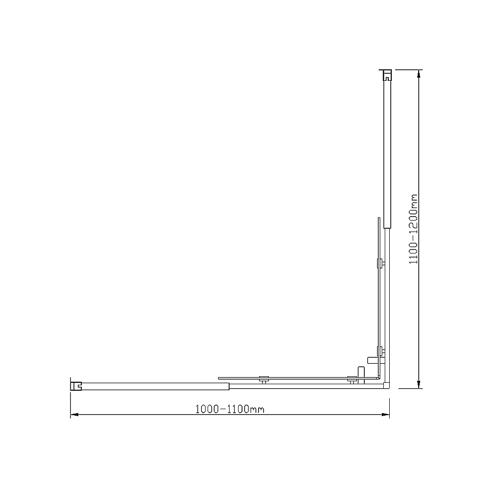 Adjustable 1100x1200mm Double Sliding Door Glass Shower Screen in Black