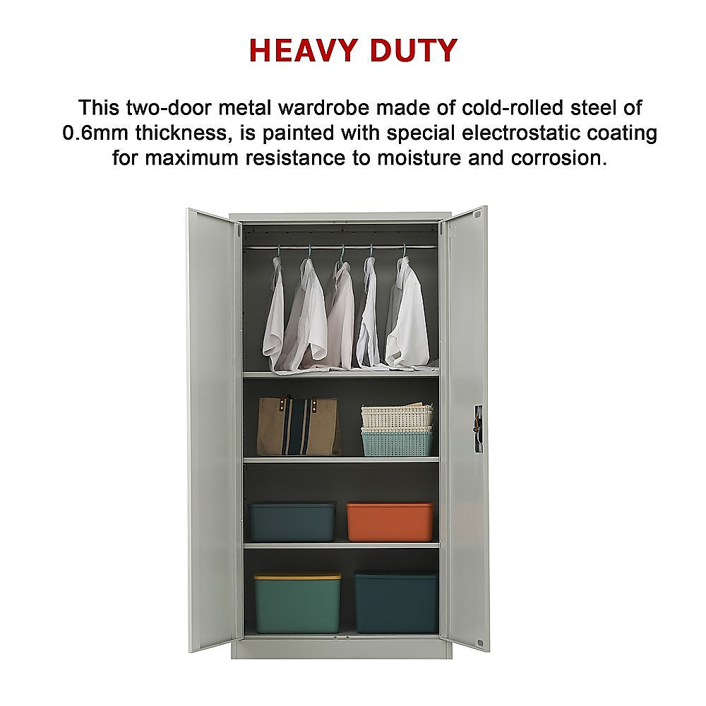 Two-Door Metal Cabinet Shelf Storage for Home Office Gym