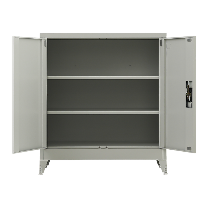 Two-Door Metal Short Cabinet Shelf Storage for Home Office Gym