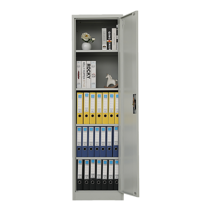 Single-Door Metal Tall Cabinet Shelf Storage for Home Office Gym