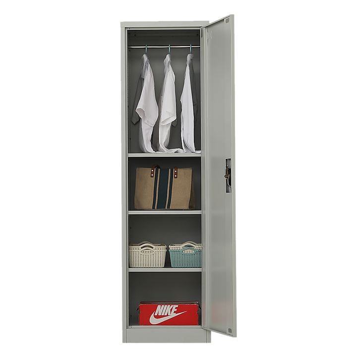 Single-Door Metal Tall Cabinet Shelf Storage for Home Office Gym