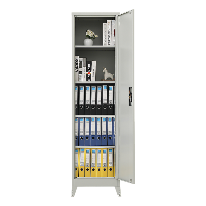 Single-Door Metal Tall Cabinet Shelf Storage for Home Office Gym