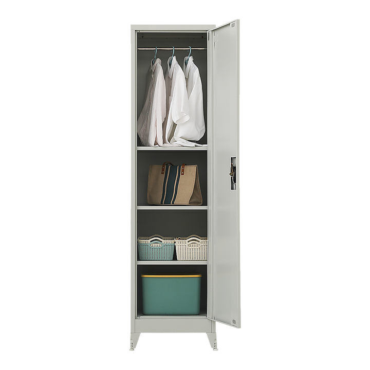 Single-Door Metal Tall Cabinet Shelf Storage for Home Office Gym