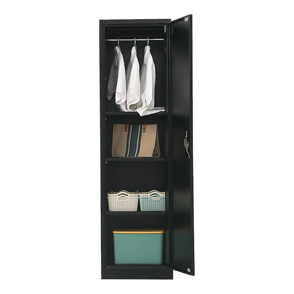 Single-Door Metal Tall Cabinet Shelf Storage for Home Office Gym