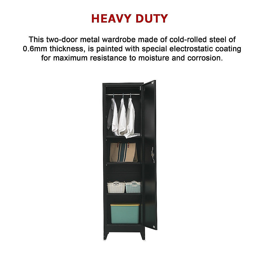 Single-Door Metal Tall Cabinet Shelf Storage for Home Office Gym