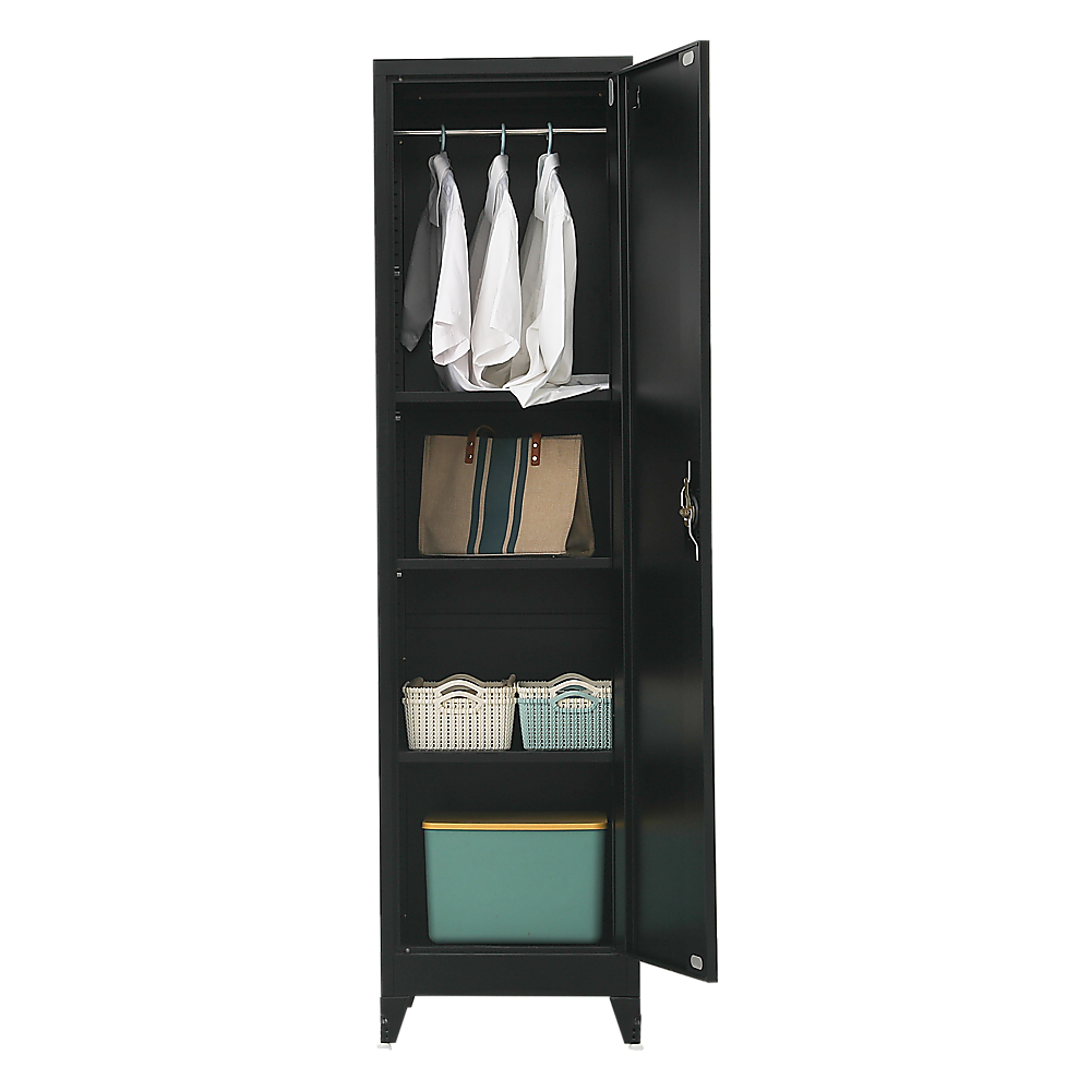 Single-Door Metal Tall Cabinet Shelf Storage for Home Office Gym