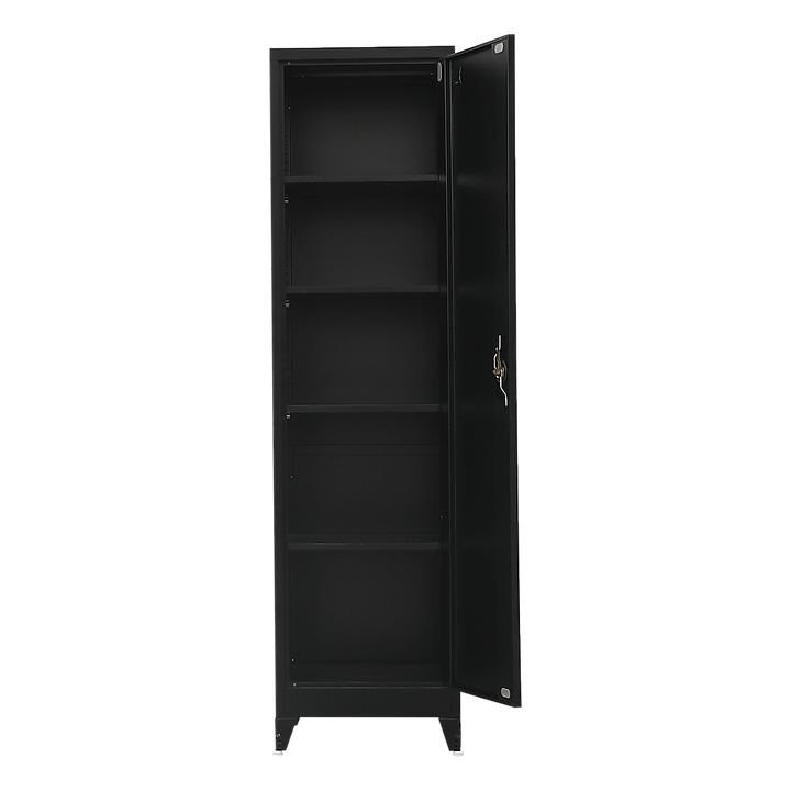 Single-Door Metal Tall Cabinet Shelf Storage for Home Office Gym