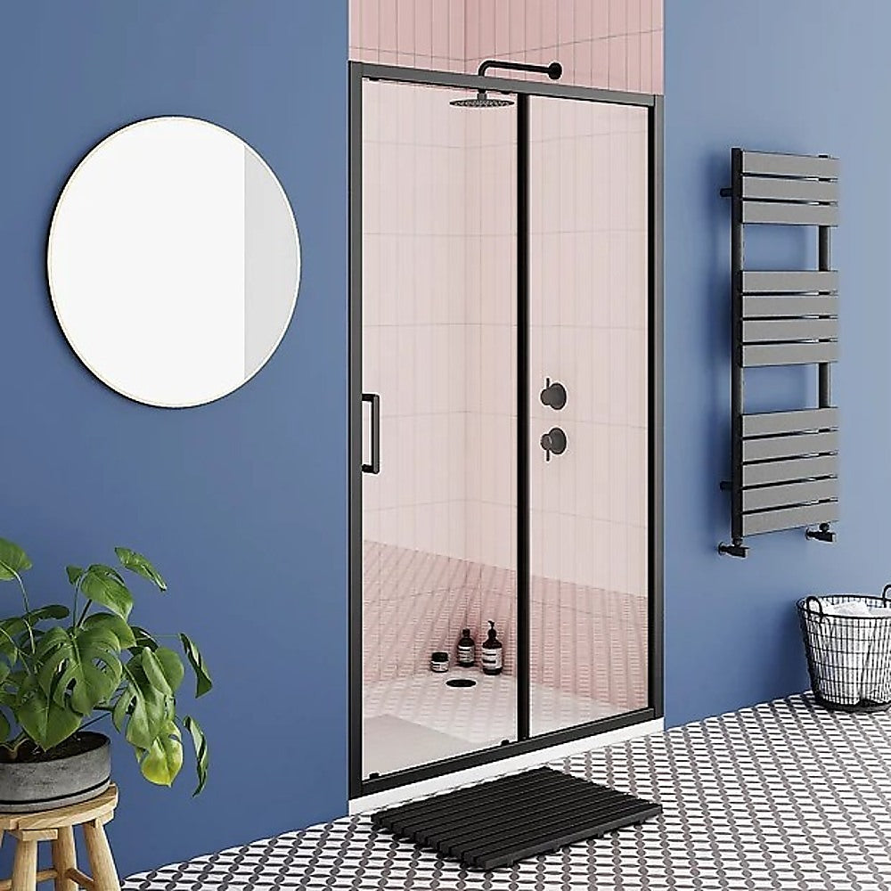 Adjustable 900-1000mm Wall to Wall Sliding Door Glass Shower Screen in Black