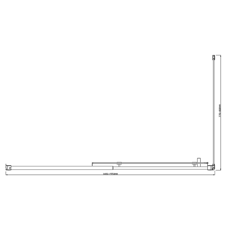 Adjustable 1500x800mm Single Door Corner Sliding Glass Shower Screen in Chrome