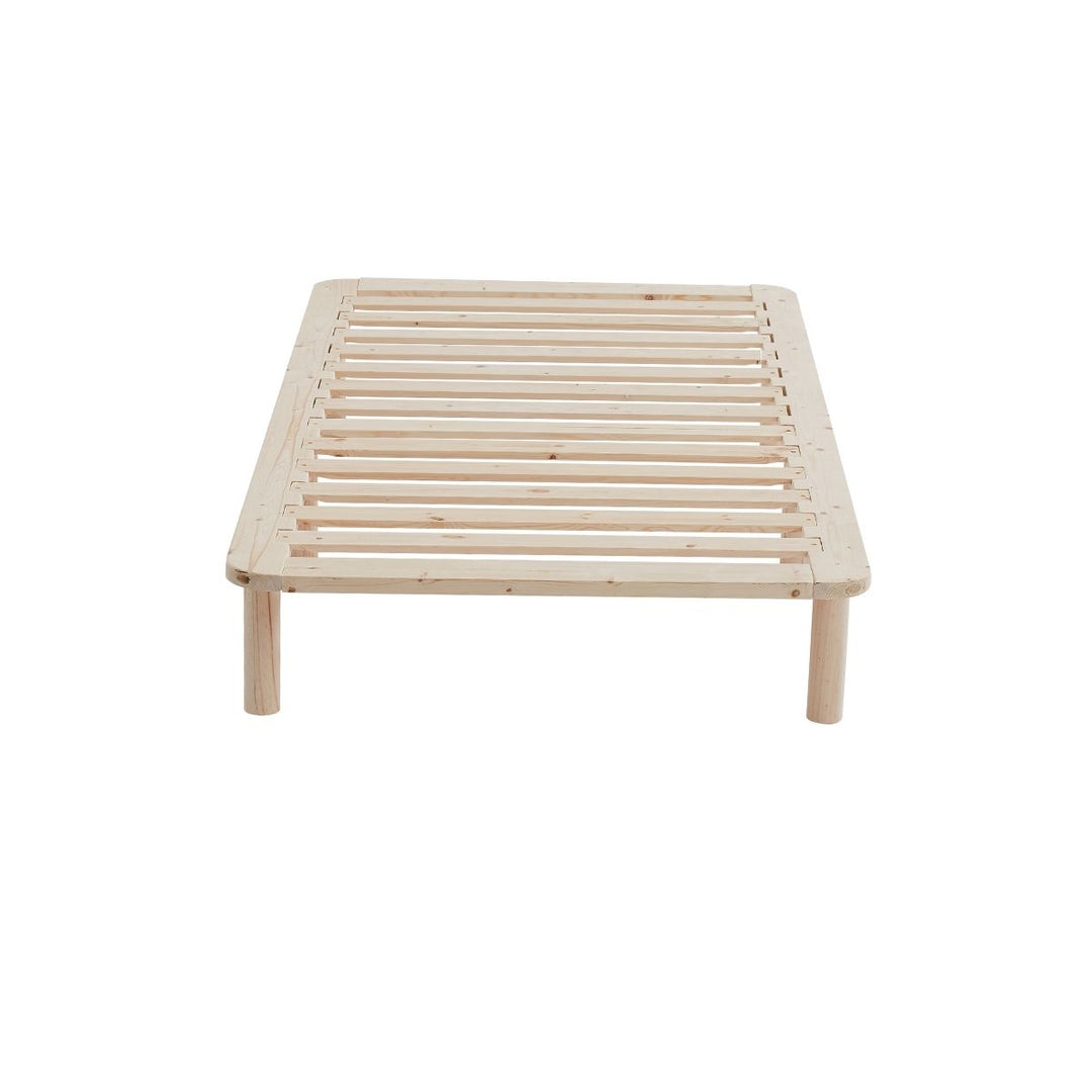 Platform Bed Base Frame Wooden Natural Single Pinewood