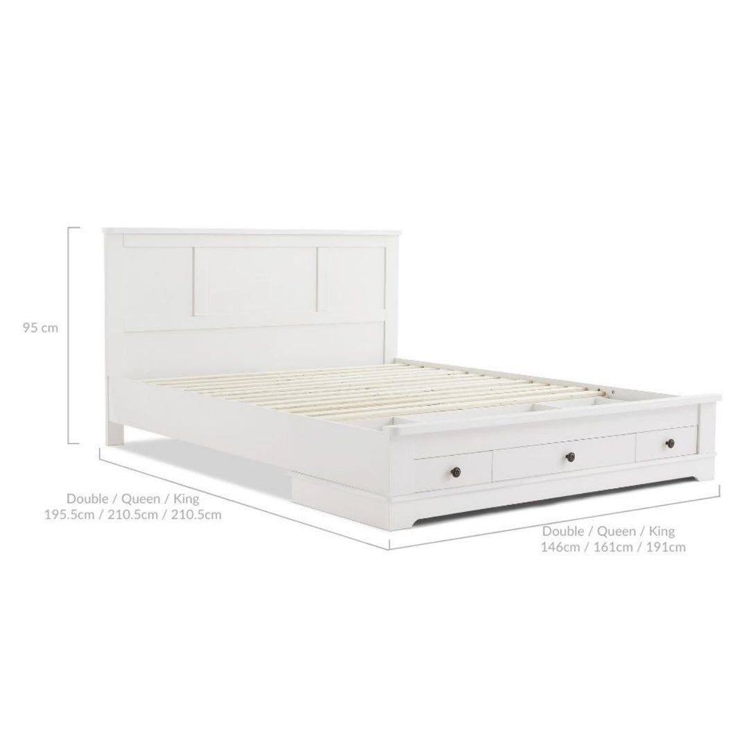 Margaux White Coastal Lifestyle Bedframe with Storage Drawers King