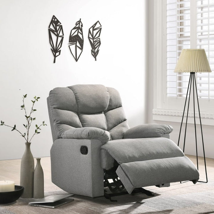 Rocking Recliner Chair Swing Glider Light Grey Fabric