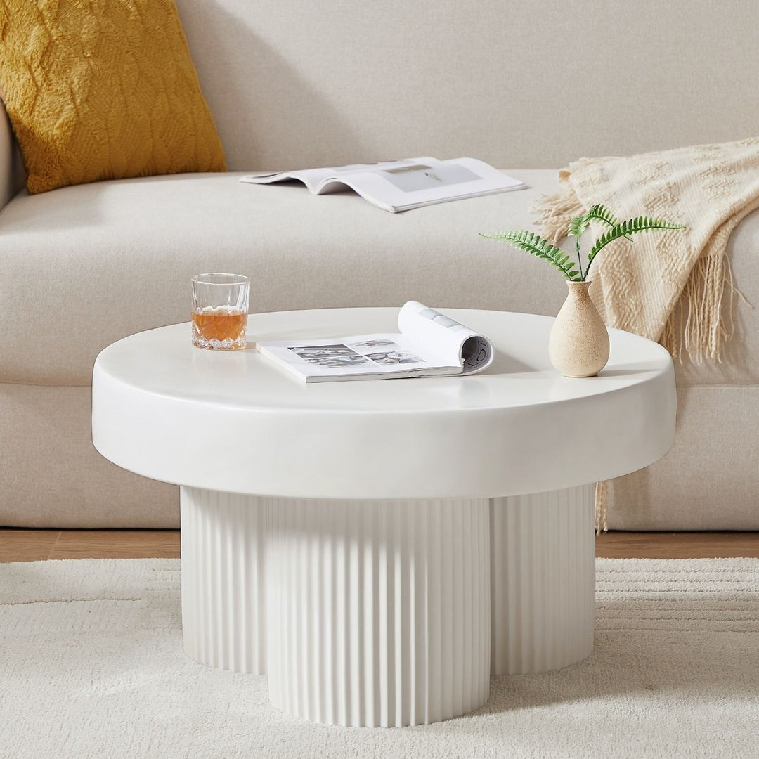 Maya Ribbed White Coffee Table