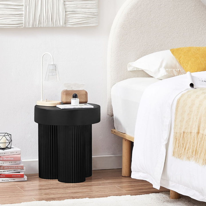 Maya Ribbed Black Side Table