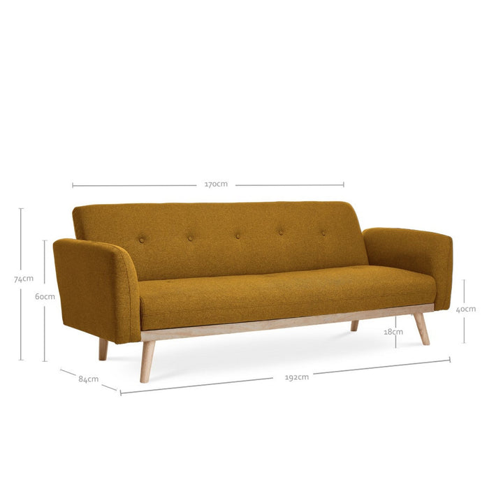 Nicholas 3-Seater Yellow Foldable Sofa Bed