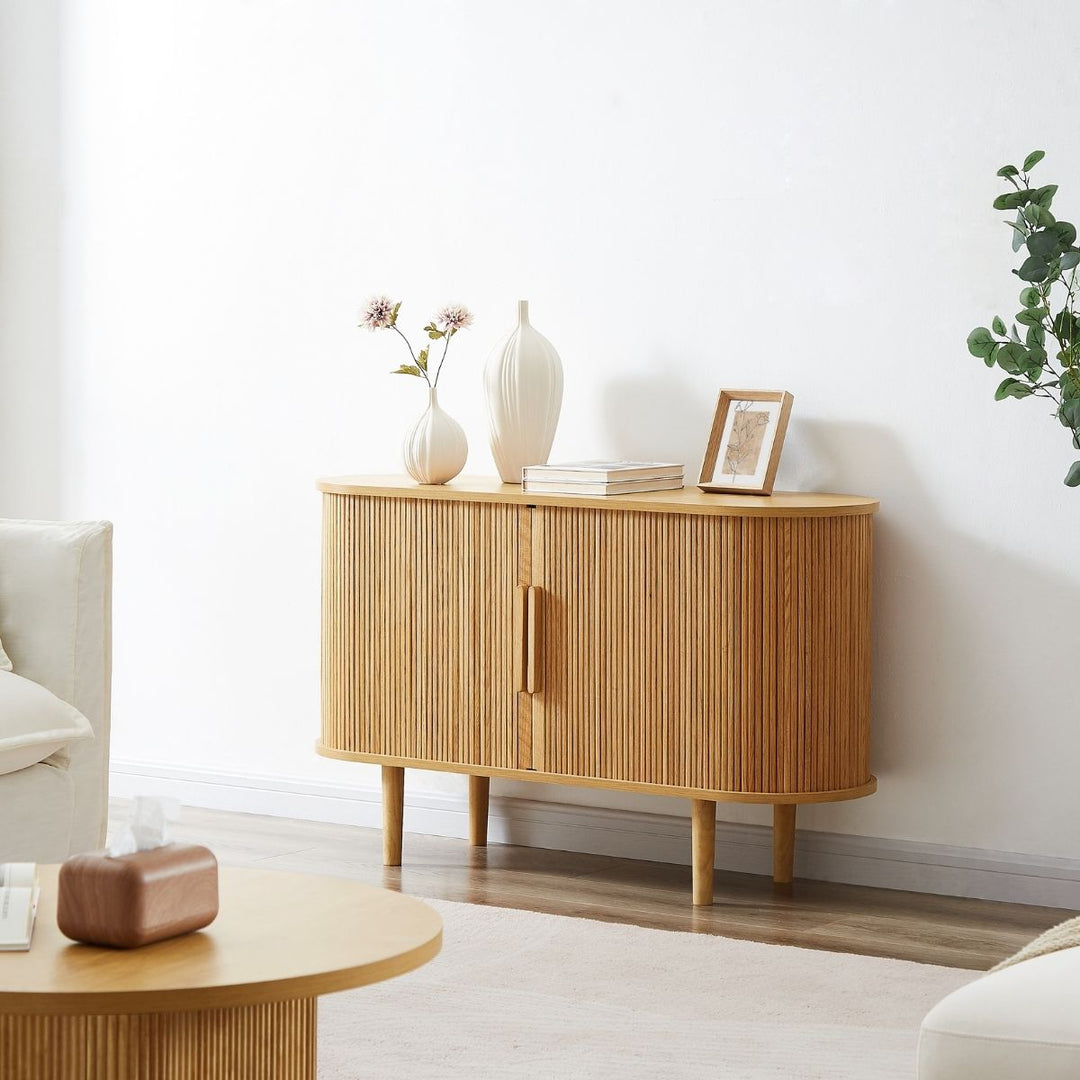 Tate Column Wooden Sideboard Table in Natural