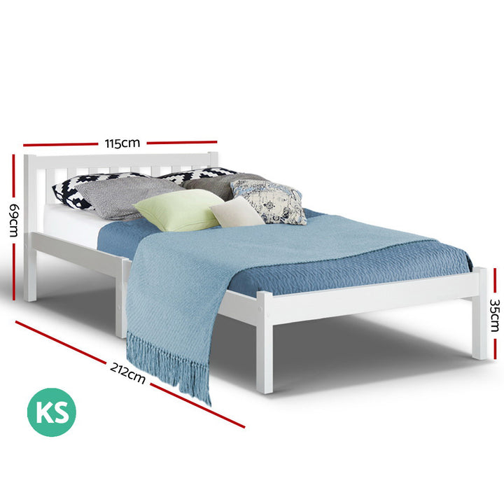 Artiss Bed Frame King Single Size Wooden White SOFIE