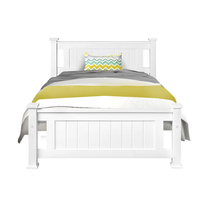 Artiss Bed Frame King Single Size Wooden White RIO