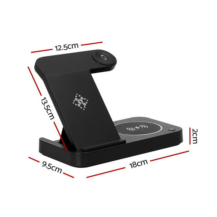 Devanti 4-in-1 Wireless Charger Station Fast Charging for Phone Black