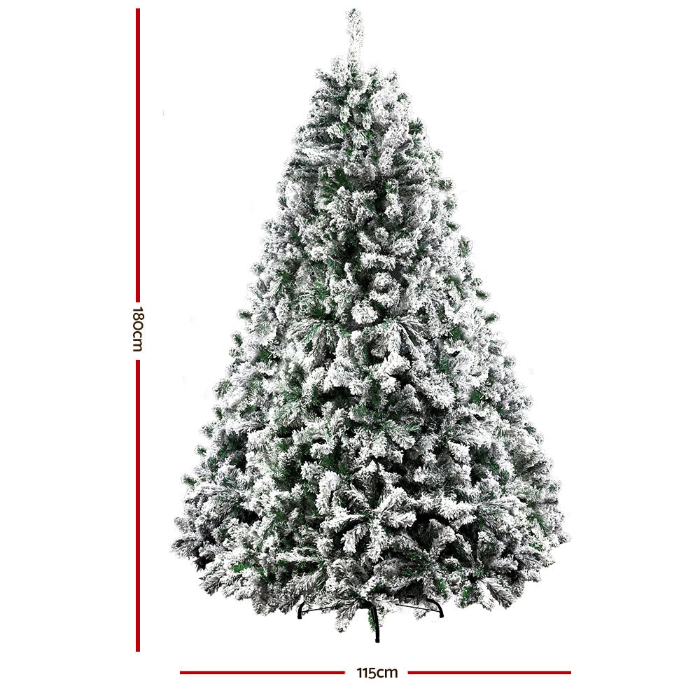 Jingle Jollys Christmas Tree 1.8M Xmas Trees Decorations Snowy 758 Tips