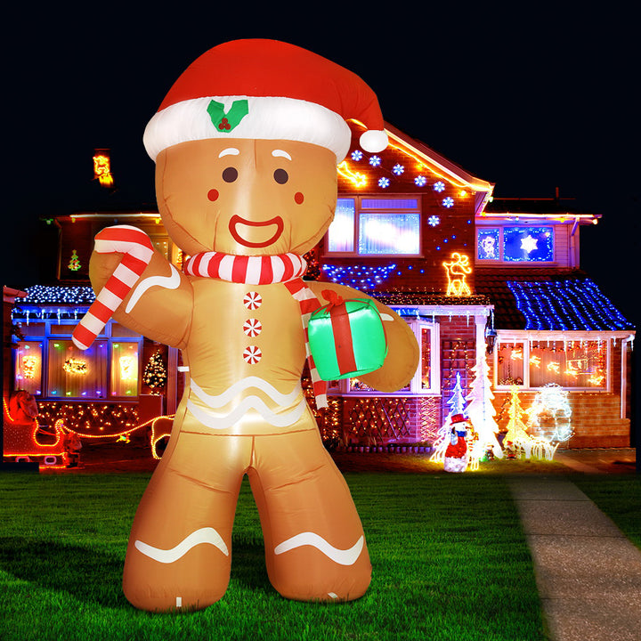 Jingle Jollys Christmas Inflatable Gingerbread Man 2.4M Illuminated Decorations