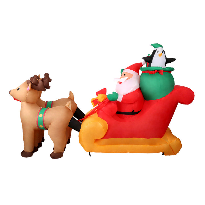 Jingle Jollys Christmas Inflatable Santa Sleigh 2.2M Illuminated Decorations