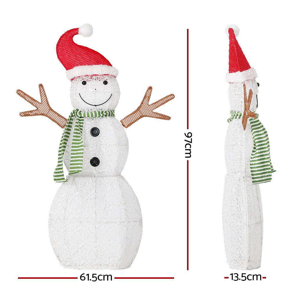 0.97M Christmas Lights Snowman 80 LED Decorations Jingle Jollys