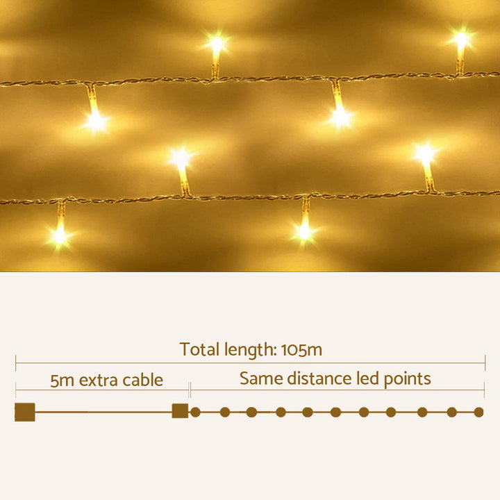 100M Christmas Lights String Fairy Light 500 LED Warm White Jingle Jollys