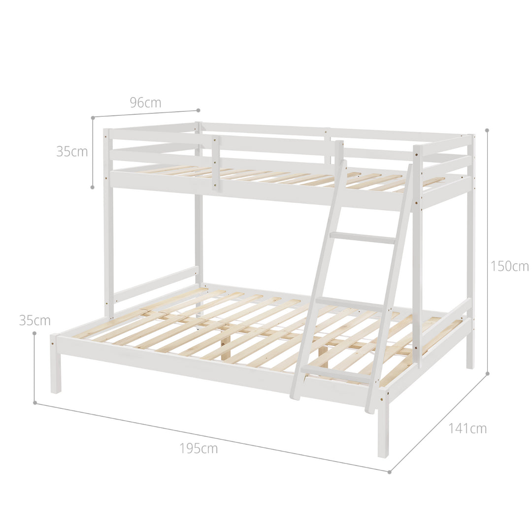 Solid Timber Triple Bunk Bed Single over Double White